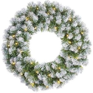 Kerstkrans Ø 60 cm | Norton | Besneeuwd | 30 lampjes op batterijen | Black Box Trees