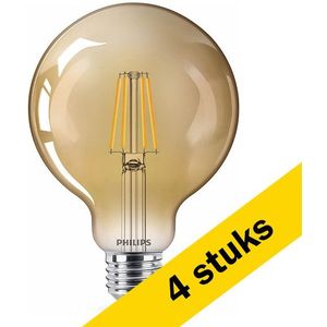 4x Philips LED lamp E27 | Globe G95 | Filament | Goud | 1800K | 3.1W (25W)