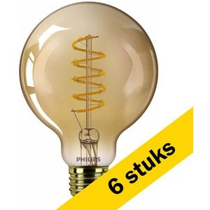 6x Philips LED lamp | Vintage | E27 | Globe | Goud | 1800K | 4W (25W)