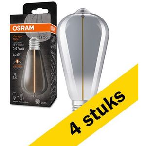 4x Osram LED lamp E27 | Edison ST64 | Vintage 1906 Magnetic | Smoke | 1800K | 2.2W (6W)