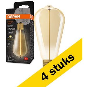 4x Osram LED lamp E27 | Edison ST64 | Vintage 1906 Magnetic | Goud | 2700K | 2.2W (12W)