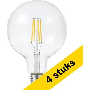 4x 123led LED lamp E27 | Globe G125 | Filament | Helder | 2500K | Dimbaar | 8W (60W)