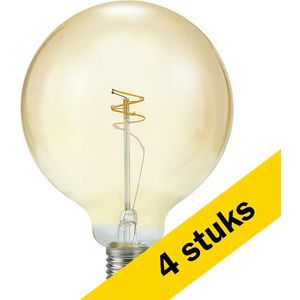 6x 123led LED lamp E27 | Globe G125 | Filament | Goud | 2200K | Dimbaar | 4.2W (40W)
