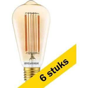 6x Sylvania LED lamp E27 | Edison ST64 | Vintage | Goud | 2000K | Dimbaar | 7W (50W)