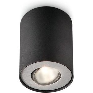 Philips Led opbouwspot | Rond | myLiving Pillar | Zwart | GU10 fitting | Ø 120mm