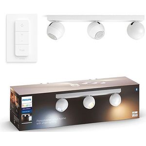 Philips Hue Buckram Opbouwspot | Wit | 3 spots | White Ambiance | incl. dimmer switch