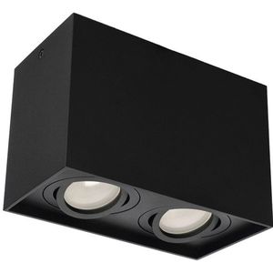 Led opbouwspot | Rechthoek | Zwart | 2x GU10 fitting