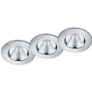 3x Led inbouwspot | Rond | Zagros | Chroom | Dimbaar | Ø 72mm | IP65 | 5.5W