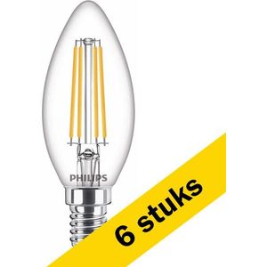 6x Philips LED lamp E14 | WarmGlow | Kaars B35 | Filament | 2200-2700K | Dimbaar | 2.5W (25W)