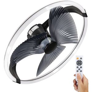 LED's Light Plafondventilator XL 74 cm - Bedienbaar met afstandsbediening - Zwart