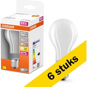 6x Osram LED lamp E27 | Peer A60 | Mat | 2700K | Dimbaar | 18W (150W)