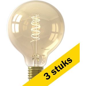 3x Calex LED lamp E27 | Globe G125 | Filament | Goud | 2100K | 3-staps dimbaar | 5.5W (40W)