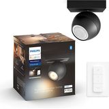 Philips Hue Buckram Opbouwspot | Zwart | 1 spot | White Ambiance | incl. dimmer switch