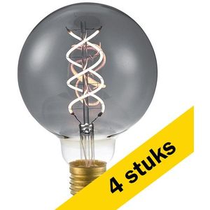4x 123led LED lamp E27 | Globe G95 | Filament | Smokey | 2200K | Dimbaar | 5W (13W)