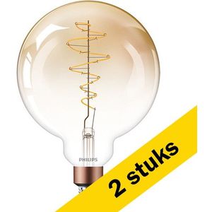 2x Philips LED lamp E27 | Globe G200 | Vintage | Goud | 1800K | Dimbaar | 4.5W (28W)