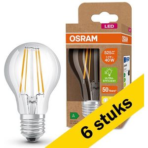 6x Osram LED lamp E27 | Peer A60 | Ultra Efficient | Filament | 3000K | 2.2W (40W)