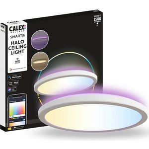 Calex Halo Slimme Plafonnière - Smart Plafondlamp 30cm - RGB en Warm Wit Licht - Wit