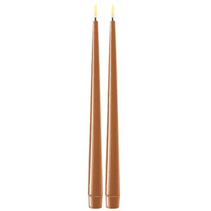 Deluxe Homeart - Led Kaars Caramel 2.2 x 28.0 cm (2x Shiny Dinner Candles)