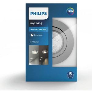 Philips Casement Inbouwspot | 2700K | Ø 9cm | Grijs | Dimbaar | 4.5W