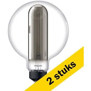 2x Philips XXL lamp E27 | Globe/Buis | Smoky | 1800K | Dimbaar | 6.5W (20W)