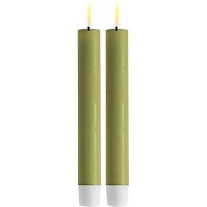 Led dinerkaars 15 cm | Olive Green | 3D vlam | 2 stuks | Deluxe HomeArt