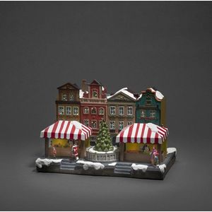 Wintertafereel | Grachtenpanden met kerstboom | Stekker of batterijen | Konstsmide