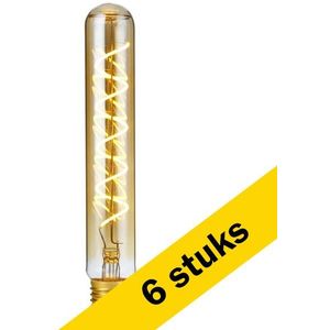 6x 123led LED lamp E27 | Buis T32 | Filament | Goud | 2200K | Dimbaar | 5W (33W)