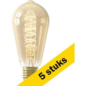 5x Calex LED lamp E27 | Edison ST64 | Filament | Goud | 2100K | 3-staps dimbaar | 5.5W (40W)
