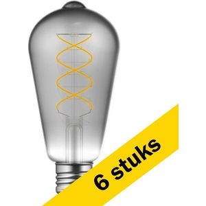 6x 123led LED lamp E27 | Edison ST64 | Spiraal filament | Smokey | 1800K | Dimbaar | 4.5W