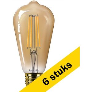 6x Philips LED lamp E27 | Edison ST64 | Vintage | Goud | 2200K | Dimbaar | 5.8W (50W)