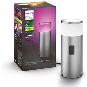 Philips Hue Outdoor Calla sokkellamp 29,5 cm RVS | White and Color Ambiance | Uitbreiding 24V