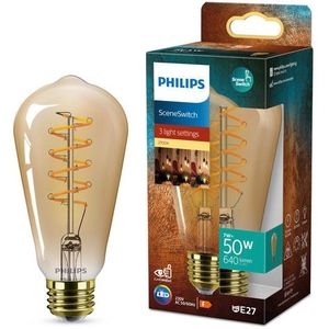 Philips Deco LED - SceneSwitch - 50W - E27 fitting - ST64 Edison lampvorm - Amberkleurige lamp
