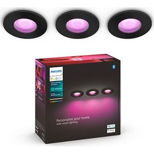 Philips Hue Xamento badkamerinbouwspot - wit en gekleurd licht - 3-pack - zwart - rond