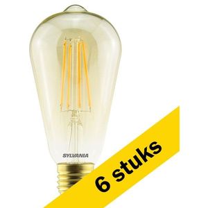 6x Sylvania LED lamp E27 | Edison ST64 | Filament | Goud | Dimbaar | 2500K | 6W (45W)