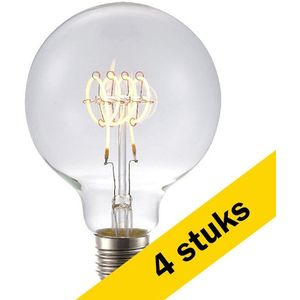 4x 123led LED lamp E27 | Globe G95 | Filament | Helder | 2200K | Dimbaar | 4.5W (20W)