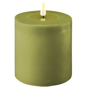Led kaars 10 x 10  cm | Olive Green | 3D vlam | Deluxe HomeArt