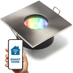 Smart inbouwspot GU10 | Vierkant | Geschikt voor Philips Hue (Nikkel, IP65, 1 stuk)