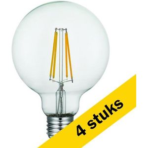 4x 123led LED lamp E27 | Globe G95 | Filament | Helder | 2500K | Dimbaar | 8W (50W)