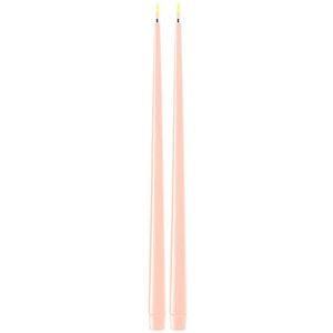Led dinerkaars 38 cm | Light Pink | 3D vlam | Shiny | 2 stuks | Deluxe HomeArt