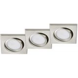 3x Led inbouwspot | Vierkant | Rila | Nikkel | Ø 68mm | 5W