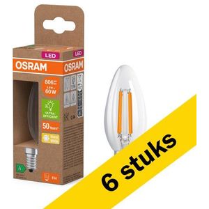 6x Osram LED lamp E14 | Kaars B35 | Helder | Filament | 2700K | 3.8W (60W)