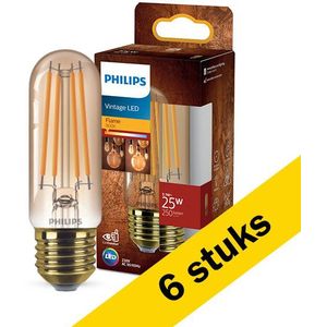 6x Philips LED lamp E27 | Buis | Filament | Goud | 1800K | 3.1W (25W)