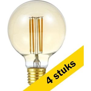 4x 123led LED lamp E27 | Globe G80 | Filament | Goud | 2200K | Dimbaar | 8W (43W)