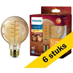 6x Philips LED lamp E27 | Globe G95 | WarmGlow | Amber | Filament | 2200-2700K | 7W (50W)