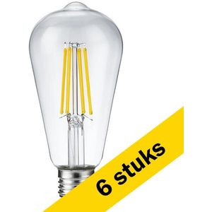 6x 123led LED lamp E27 | Edison ST64 | Filament | Helder | 2500K | Dimbaar | 8W (51W)