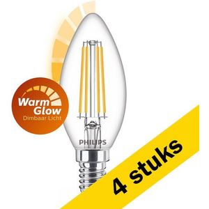 4x Philips LED lamp E14 | WarmGlow | Kaars B35 | Filament | 2200-2700K | 3.4W (40W)