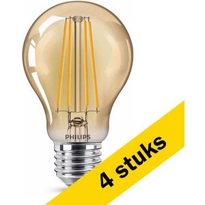 4x Philips LED lamp E27 | Peer A60 | Filament | Goud | 1800K | 7W (40W)