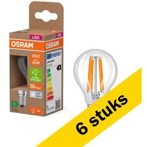 6x Osram LED lamp E14 | Kogel P45 | Helder | Filament | 4000K | 1.2W (25W)