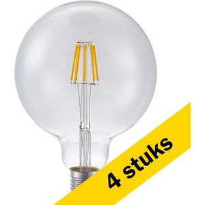 4x 123led LED lamp E27 | Globe G125 | Filament | Helder | 2200K | Dimbaar | 5.5W (35W)