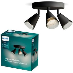 Philips Cleft plafondspot | 3x GU10 | Ronde basisplaat | Rookglas